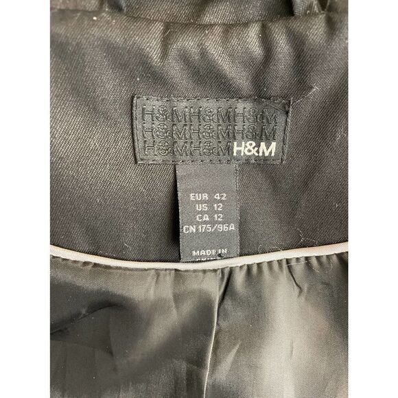 H&M Jacket 12 Black Double Breasted Long Line Collared Pintuck Long Sleeve Lined - Picture 6 of 8